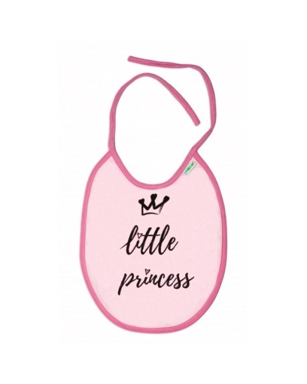Nepromokavý podbradník, 24 x 23 cm Baby Nellys veľký Little princess - ružová