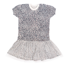 Mamatti Detské šaty s tylom, kr. rukáv, Gepardík, biele vzorované, veľ. 98