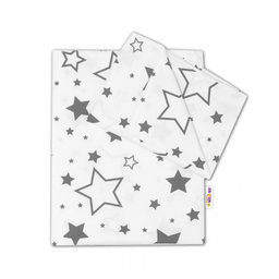 Baby Nellys 2-dielné s obliečkami - Sivé hviezdy a hviezdičky - biely